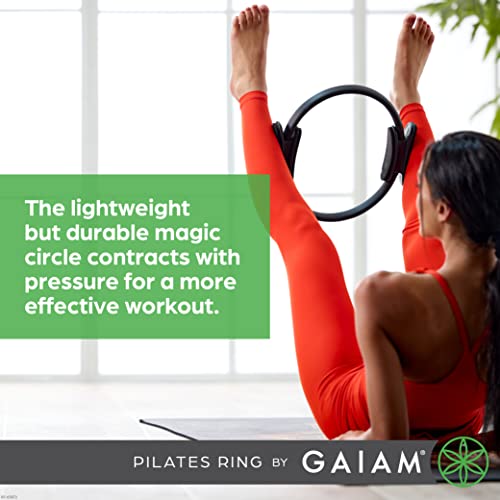 Gaiam حلقة بيلاتس من جايام 15" - دائرة لياقة بدنية خفيفة الوزن ومقابض مبطنة متينة | معدات تمارين مقاومة مرنة لتقوية الذراعين والفخذين/الساقين والعضلات الأساسية، سوداء - Image 5