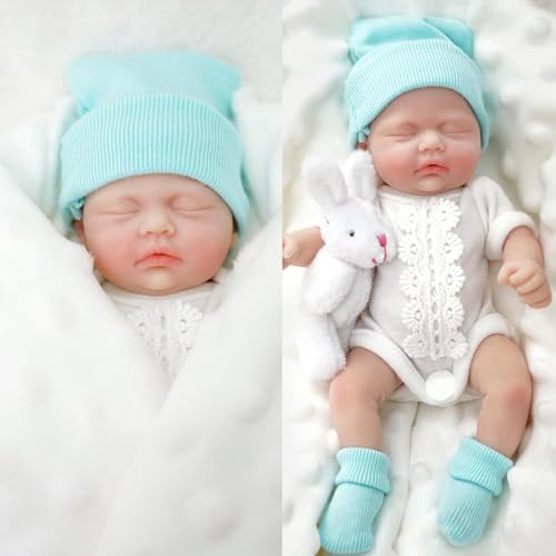 Mire & Mire Mire Mire 7 inch Full Body Silicone Baby Dolls That Look RealNot Vinyl DollsReal Platinum Doll BaldSoft Lifelike Newborn BoyC - Image 1