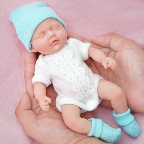 Mire & Mire Mire Mire 7 inch Full Body Silicone Baby Dolls That Look RealNot Vinyl DollsReal Platinum Doll BaldSoft Lifelike Newborn BoyC - Image 5