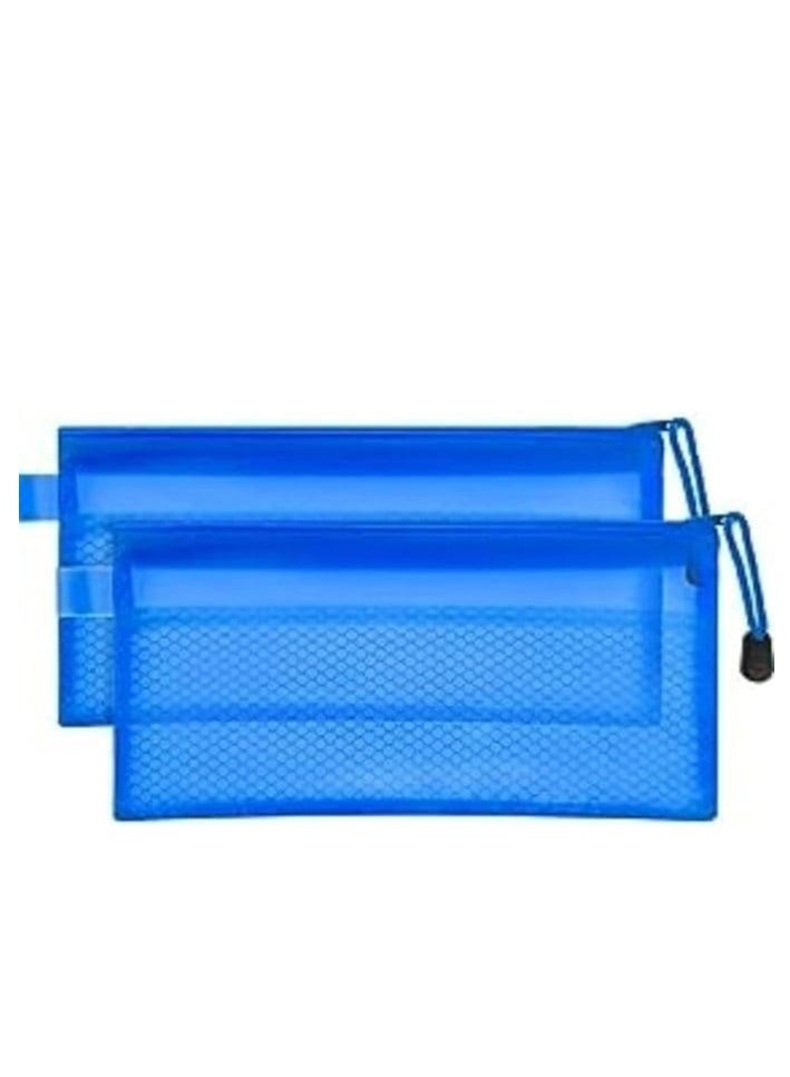 Plastic File Case with Zipper S-1001 – A6 Size, Practical Blue Color, Single Piece - Image 2