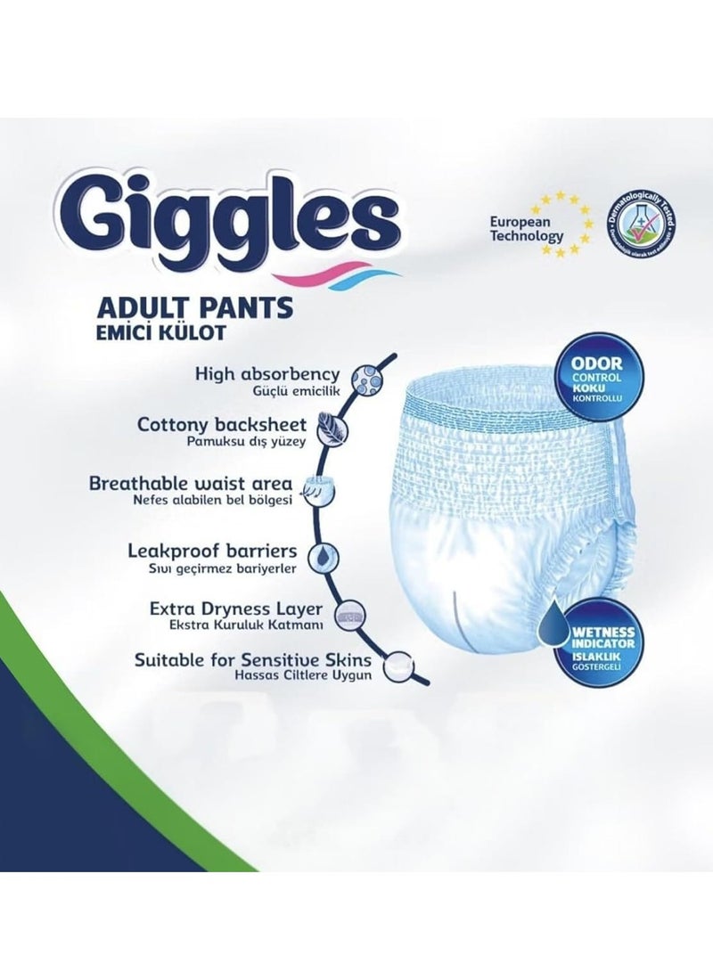 Giggles Adult Pants – Unisex, Super Absorbent, Leakproof, Size L (Pack of 30) - Image 2