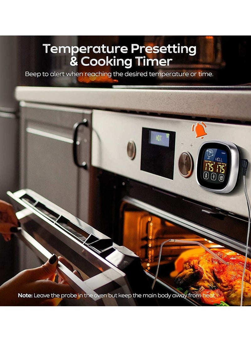 Y&D Digital Meat Thermometer for Cooking, Upgraded Touchscreen Large Display Instant Read Food with Backlight, Long Probe, Kitchen Timer, Cooking Oven, BBQ - Image 4