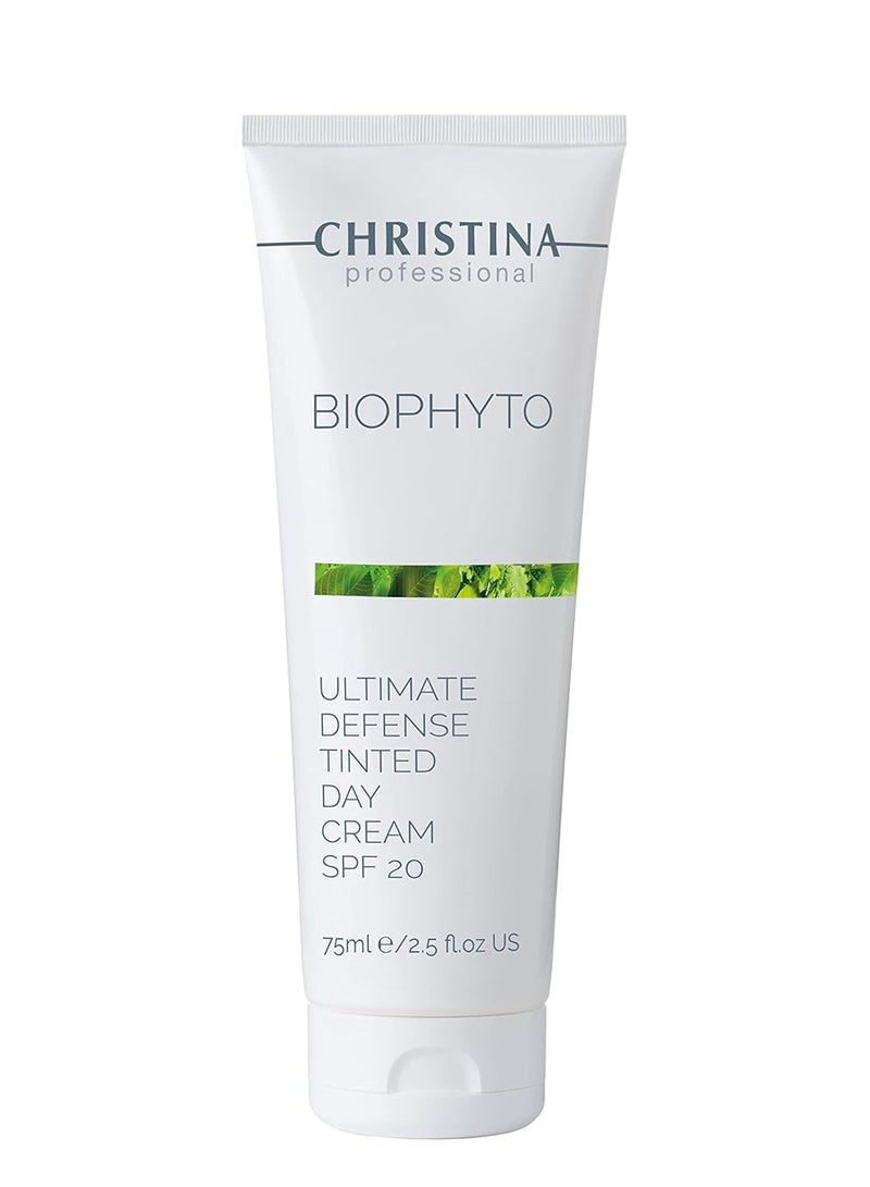 Christina Bio Phyto Tinted Day Cream with SPF 20 & Hyaluronic Acid | Hydrating Face Moisturizer with Tinted Pigments, Vitamin B9/B12, Green Tea Extract | Cream for Face with UVA/UVB Protection 75ml