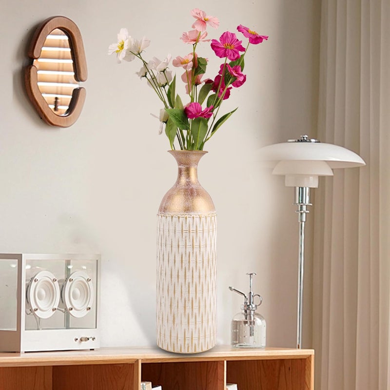 HOME ELEMENTS Modern Metal Big Vase for Living Room (44 cm) Floor Standing Vases for Long Flower Living Room Corner Hotel Bedroom Office Indoor Home Decoration Used for Fake & Real Plants (Vase Only) - Image 3