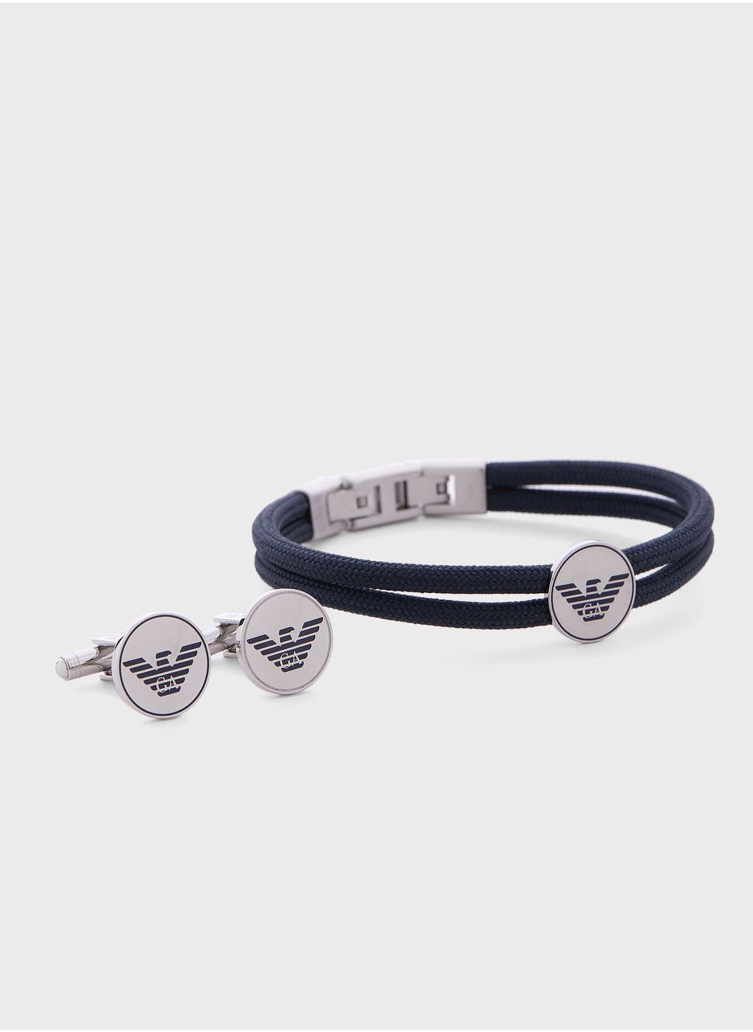 Buy Emporio Armani Silver Bracelet And Cufflinks Set for Men in Oman