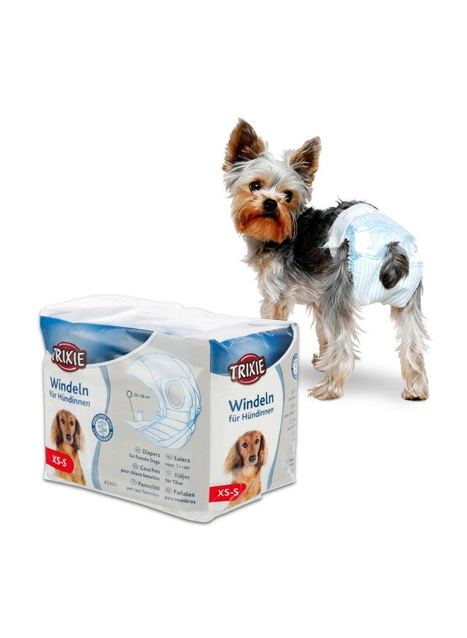Trixie Disposable Diapers For Female Dogs, Designed For Dogs In The Season To Prevent Staining Of Carpets & Other Fabrics, Highly Absorbent And Easy To Use - Xs-S: 20-28 Cm, 12 Pcs - Image 1