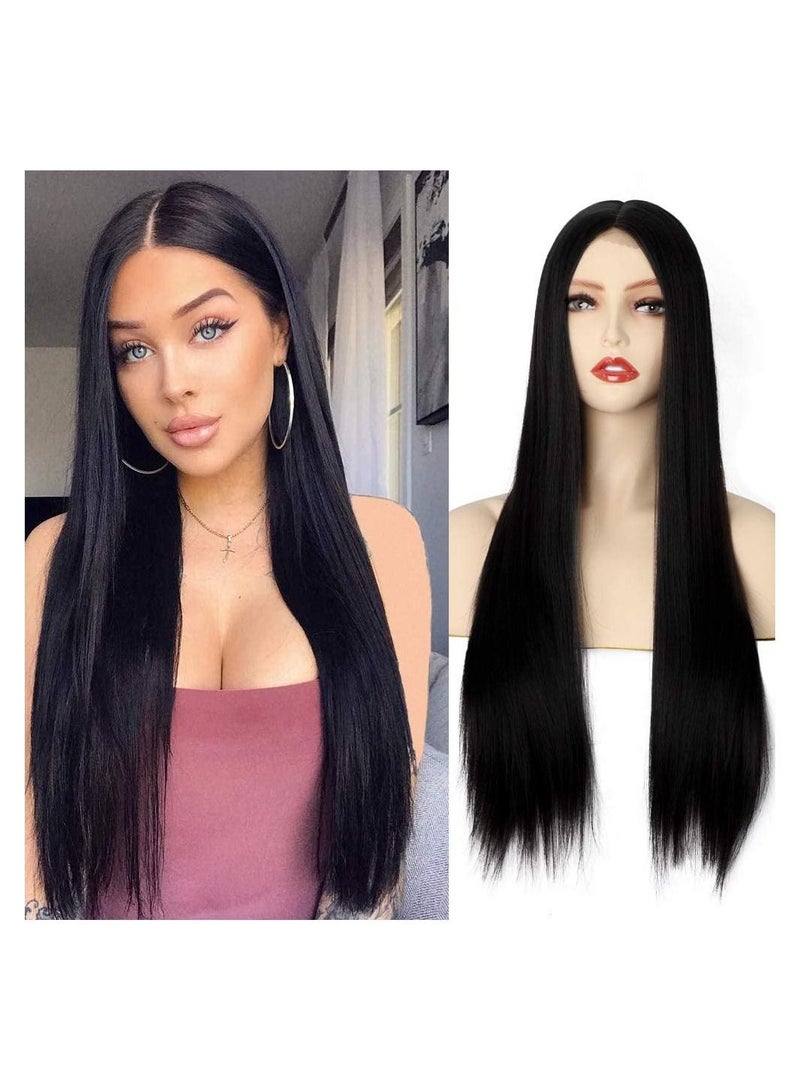 إستيل Eestelle Fashion باروكة دانتيل أمامية صغيرة للنساء. (مستقيم طويل أسود طبيعي) - Image 1