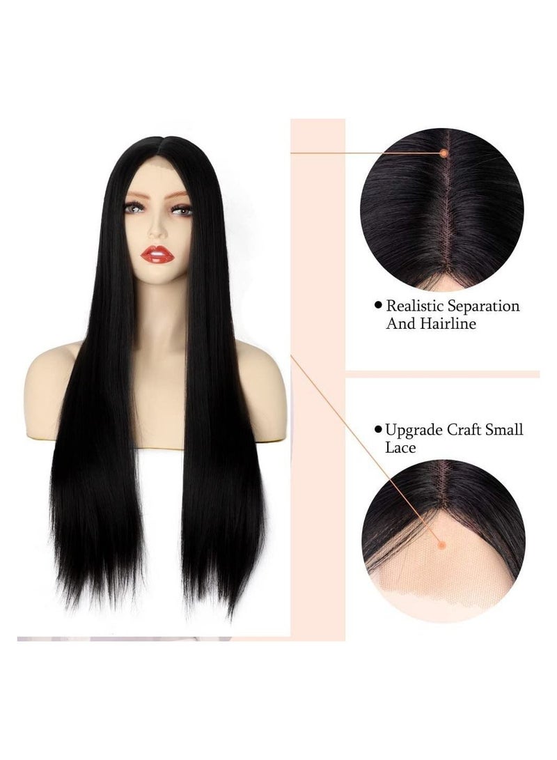 إستيل Eestelle Fashion باروكة دانتيل أمامية صغيرة للنساء. (مستقيم طويل أسود طبيعي) - Image 4