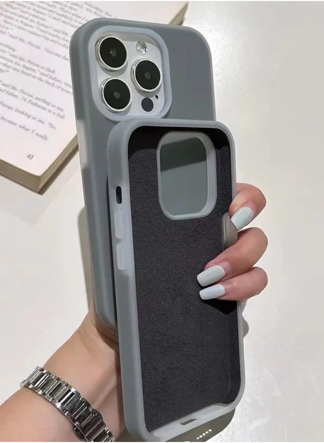 ماركة غير محددة جراب سيليكون مبطن من الداخل لهاتف iPhone 12/12 Pro، جراب أيفون مصنوع من السيليكون المطاطي الناعم ومبطن من الداخل لحماية هاتف من الخدوش لهاتف أيفون 12/12 برو - رمادي غامق  - Image 4