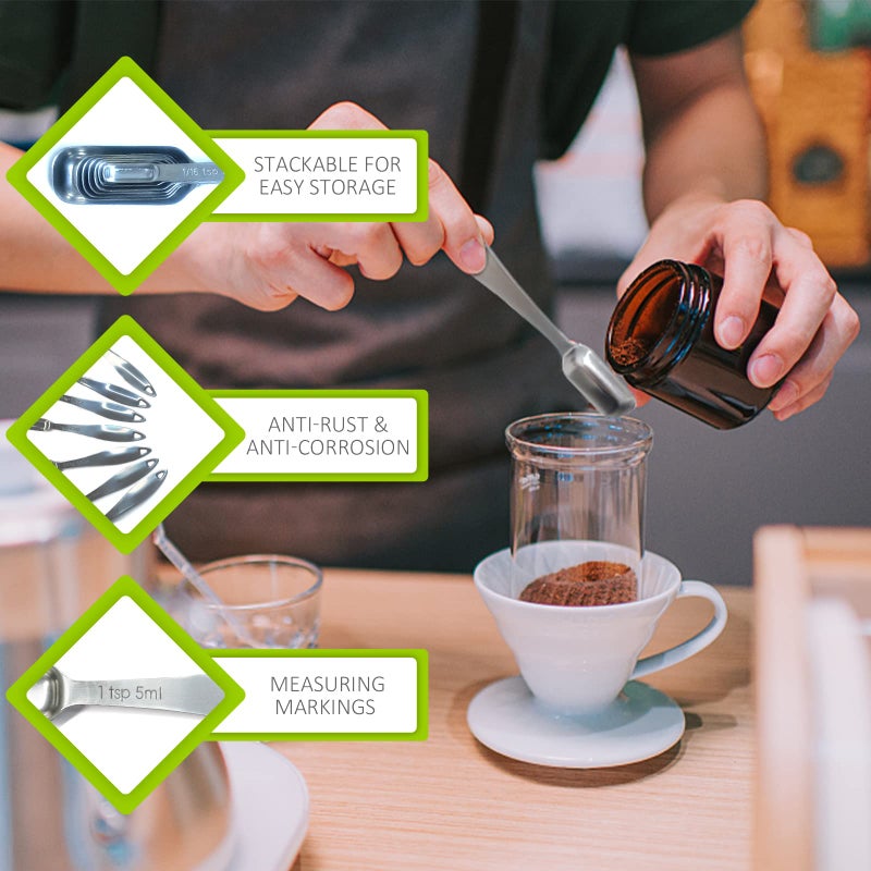BERYLER بيريلر 1 قطعة 1/2 ملعقة صغيرة (2.5 مل) ملعقة قياس واحدة فردية من الفولاذ المقاوم للصدأ مقبض طويل قياس ملعقة كبيرة فقط - Image 3