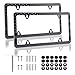 alpmosn 2PCS Stainless Steel License Plate Frames 4 Holes Car Licence Plate Covers with Screws Washers and Caps Car Exterior Accessories License Plate Holder for US Vehicles Black Flag - Image 2