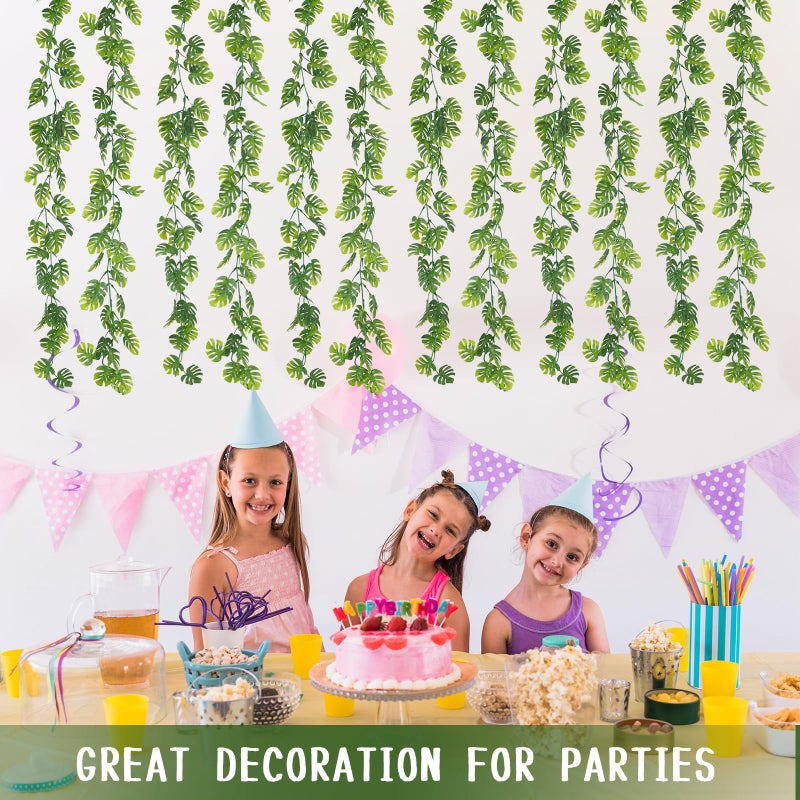 Dolicer 4Pcs Artificial Monstera Leaf Vines, 5.6Ft Fake Hanging Greenery Plants Tropical Palm Leaves Ivy Vine Monstera Garland for Home Garden Porch Patio Hawaiian Party Indoor Outdoor DÃ©cor - Image 3