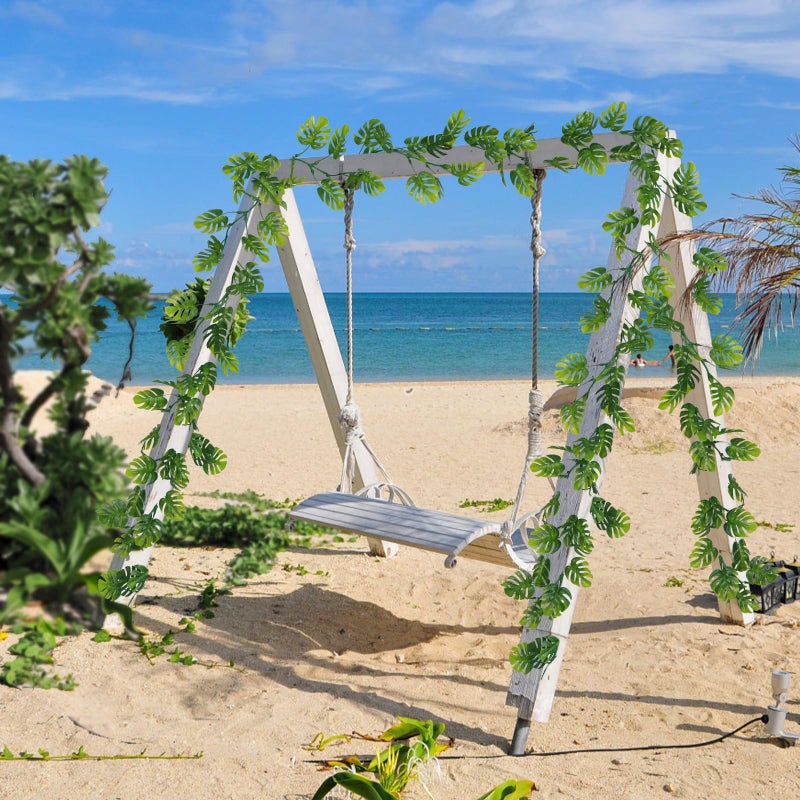 Dolicer 4Pcs Artificial Monstera Leaf Vines, 5.6Ft Fake Hanging Greenery Plants Tropical Palm Leaves Ivy Vine Monstera Garland for Home Garden Porch Patio Hawaiian Party Indoor Outdoor DÃ©cor - Image 4