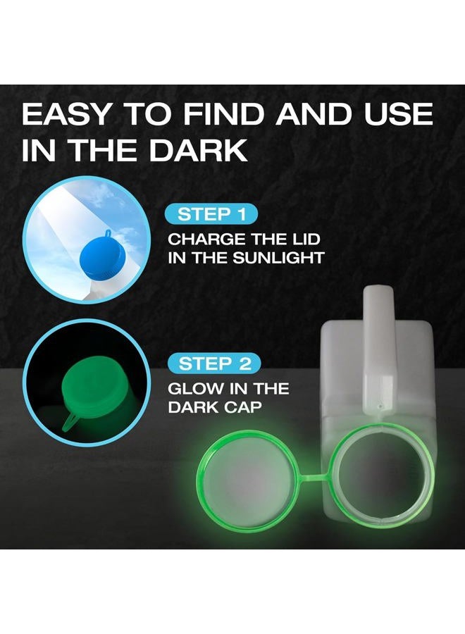 Tilcare Urinals for Men Glow in The Dark Lid by (2 Pack) - 32oz/1000mL Thick Plastic Mens Bedpan Bottle with Screw-on Lid - Spill Proof Urinary Chamber - Male Portable Travel Pee Bottles - Image 3