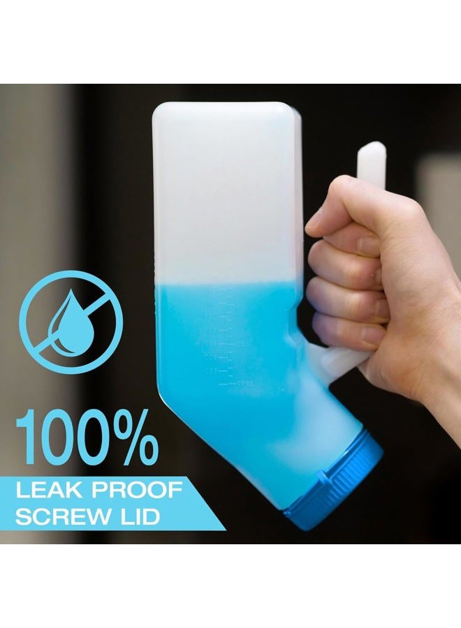 Tilcare Urinals for Men Glow in The Dark Lid by (2 Pack) - 32oz/1000mL Thick Plastic Mens Bedpan Bottle with Screw-on Lid - Spill Proof Urinary Chamber - Male Portable Travel Pee Bottles - Image 2