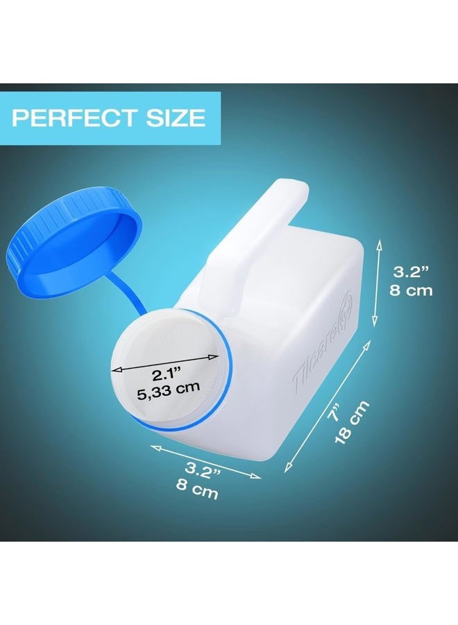 Tilcare Urinals for Men Glow in The Dark Lid by (2 Pack) - 32oz/1000mL Thick Plastic Mens Bedpan Bottle with Screw-on Lid - Spill Proof Urinary Chamber - Male Portable Travel Pee Bottles - Image 5