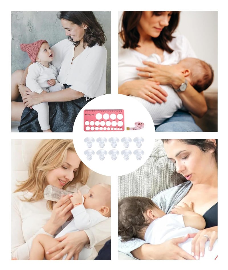 squishy 12 قطعة مجموعة إدخال فلانج مضخة الثدي، مجموعة إدخال متوافقة مع معظم مضخات الثدي ومسطرة قياس الحلمة، مثالية للأمهات الجدد، ملحقات الرضاعة اليومية - Image 5