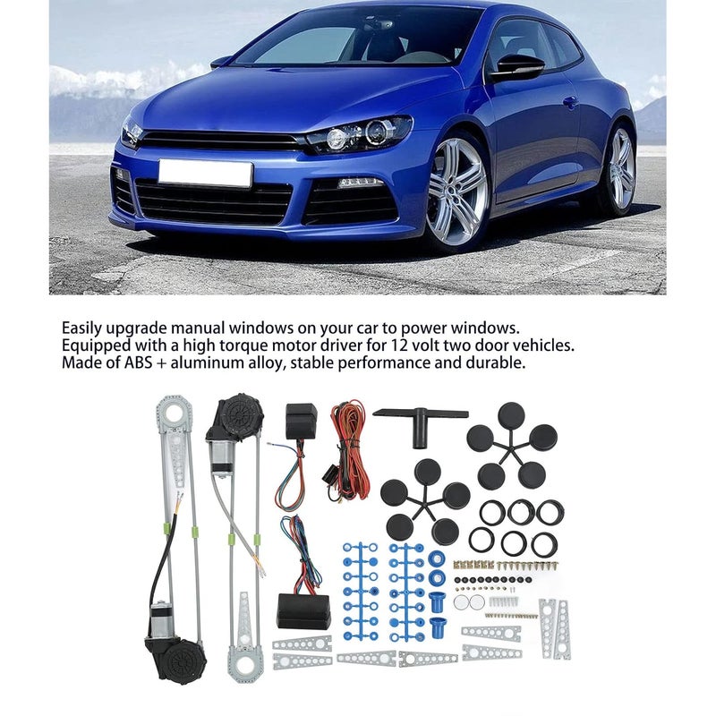 كلاراكو طقم تحويل منظم رفع نافذة السيارة الكهربائية العالمي، طقم تحويل منظم رفع نافذة السيارة الكهربائية مع مفاتيح وأسلاك ومعدات لسيارة بيك آب ذات بابين وسيارة دفع رباعي وشاحنة فان - Image 2