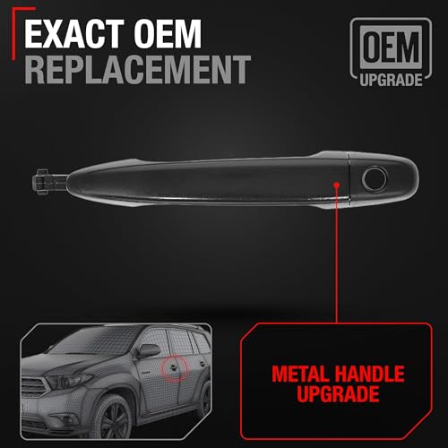T1A Exterior Front Driver or Passenger Door Handle Upgraded Metal Compatible with 0515 Toyota Tacoma 0509 4Runner 0711 Camry 0309 Lexus GX470 Textured Black OEM 69211AE010 FDH010291 - Image 3