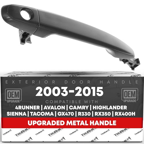 T1A Exterior Front Driver or Passenger Door Handle Upgraded Metal Compatible with 0515 Toyota Tacoma 0509 4Runner 0711 Camry 0309 Lexus GX470 Textured Black OEM 69211AE010 FDH010291 - Image 1