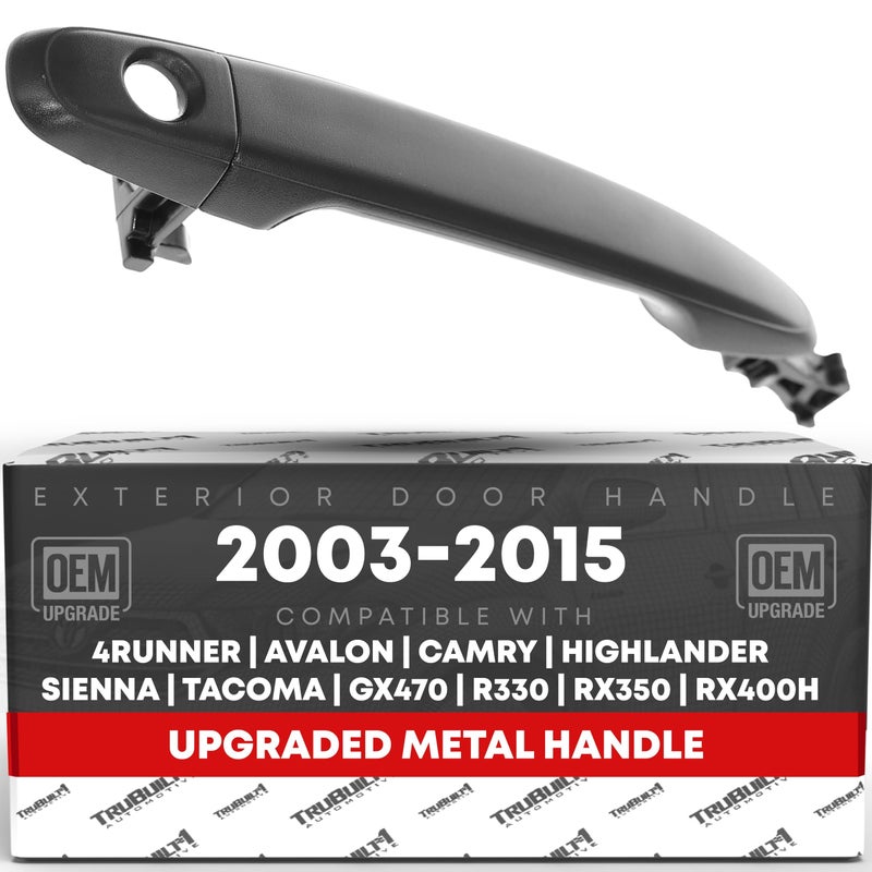 T1A Exterior Front Driver or Passenger Door Handle Upgraded Metal Compatible with 0515 Toyota Tacoma 0509 4Runner 0711 Camry 0309 Lexus GX470 Textured Black OEM 69211AE010 FDH010291 - Image 2