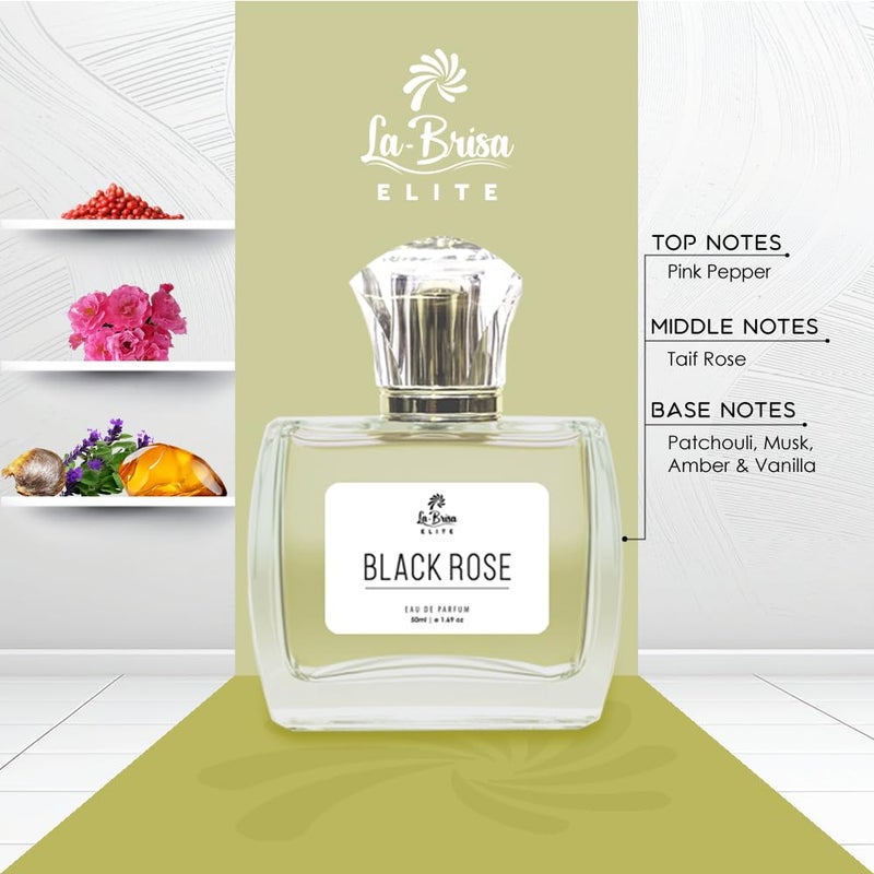 LABRISA La Brisa Elite Black Rose Long Lasting Unisex Perfume Pink Pepper Rose Woody Notes Ideal For Everyday Wear Eau De Parfum 50ml  - Image 3
