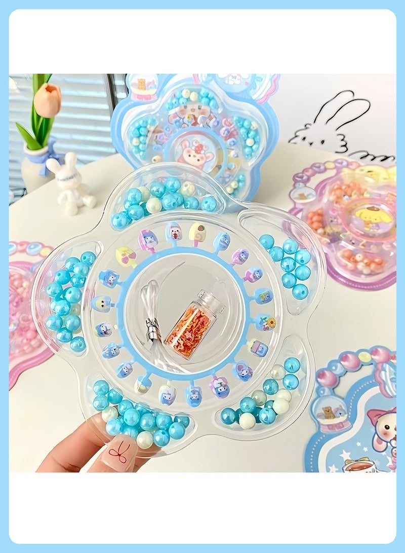 BELANO 85Pcs Kids Nails and DIY Jewelry Making Kit, Girls Press On Nails for Kids with Self Adhesive Backing,  Beads for Bracelets Craft Set - Image 2