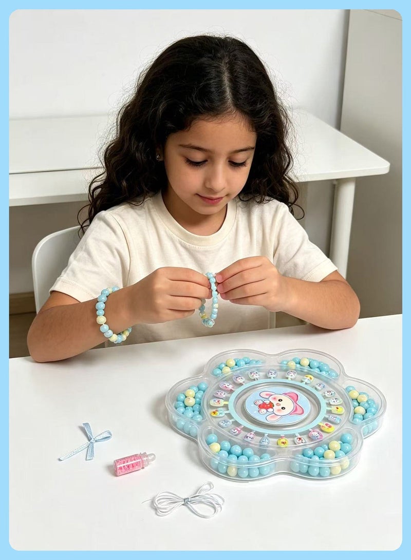BELANO 85Pcs Kids Nails and DIY Jewelry Making Kit, Girls Press On Nails for Kids with Self Adhesive Backing,  Beads for Bracelets Craft Set - Image 4
