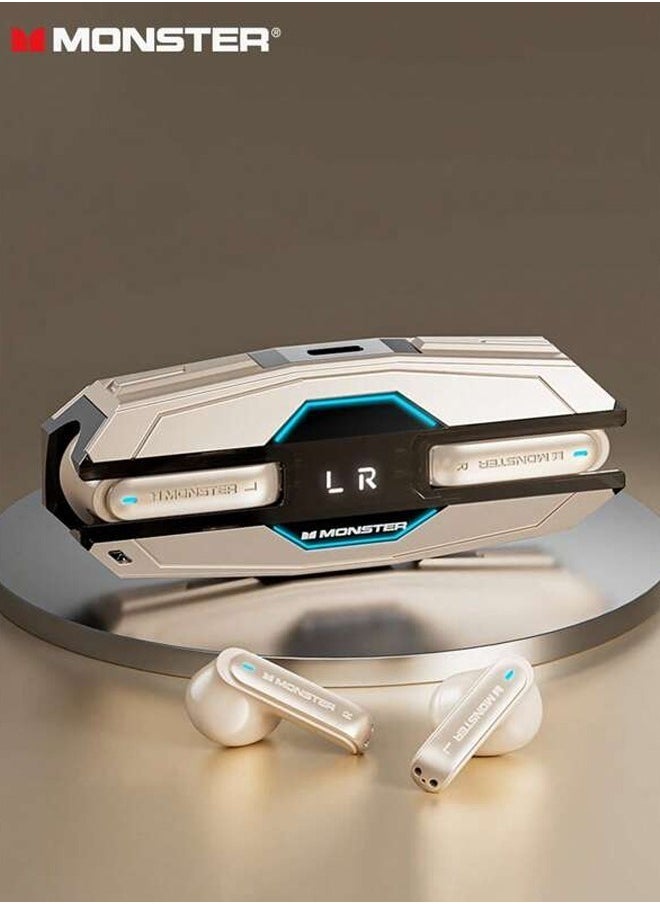 Monster - Monster XKT08 Pro Wireless Bluetooth Earbuds Gaming Headphones Deep Bass Low Latency Game Headset with Built-in Microphone Noise Cancellation lvory - Image 1