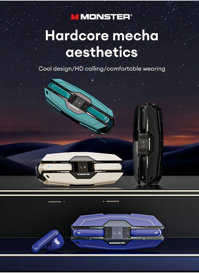 Monster - Monster XKT08 Pro Wireless Bluetooth Earbuds Gaming Headphones Deep Bass Low Latency Game Headset with Built-in Microphone Noise Cancellation lvory - Image 1