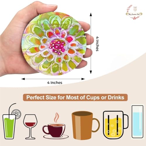 My Creative Hut Tea Coasters Set of 6, Beautiful Design with Stand for Tea Cups, Coffee Mugs, and Glasses, Ideal for Gifting (Flower Ghibli Art) - Image 2