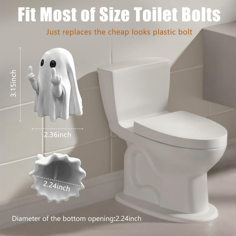 Arxonis Funny Ghost Toilet Bolt Covers Decorative Toilet Screw Cover Caps, Toilet Caps for Bottom of Toilet, Halloween Cute Toilet Bowl Bolt Covers for Bathroom Decor, Cute Halloween Decor,2-Pack (White) - Image 3