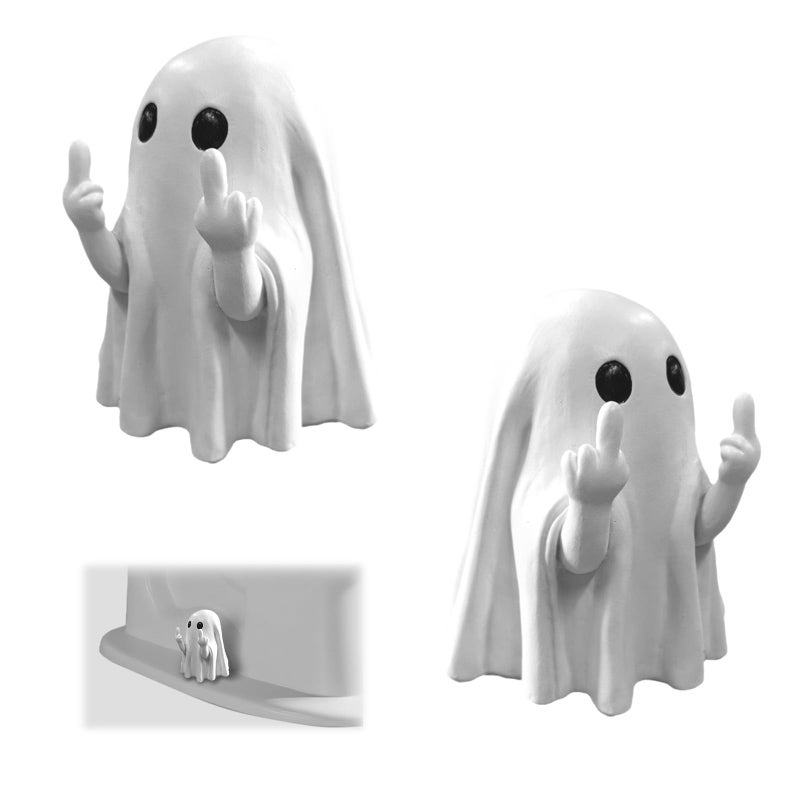Arxonis Funny Ghost Toilet Bolt Covers Decorative Toilet Screw Cover Caps, Toilet Caps for Bottom of Toilet, Halloween Cute Toilet Bowl Bolt Covers for Bathroom Decor, Cute Halloween Decor,2-Pack (White) - Image 1