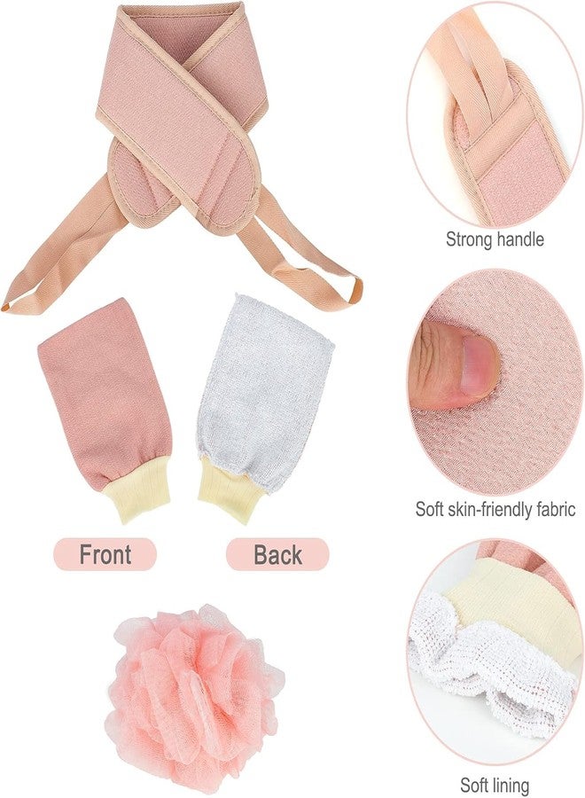 XIBO 3 In 1 Body Cleaning Sponge Set Exfoliating Glove for Body Exfoliation,Bath Scrub Loofah Sponge,Exfoliating Back Brush Washer for Deep Clean,Bath Shower Scrubber for Women. - Image 3