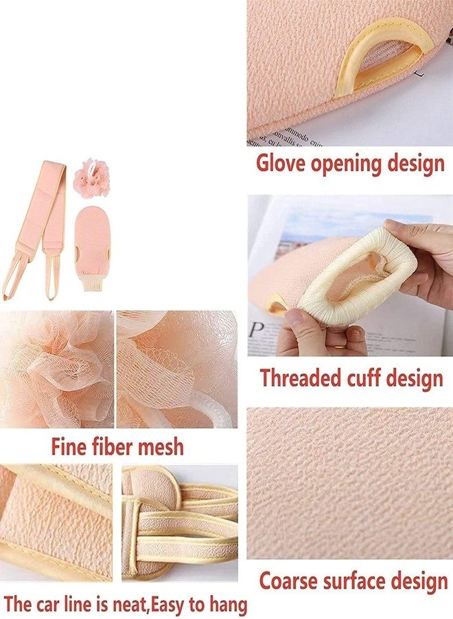 XIBO 3 In 1 Body Cleaning Sponge Set Exfoliating Glove for Body Exfoliation,Bath Scrub Loofah Sponge,Exfoliating Back Brush Washer for Deep Clean,Bath Shower Scrubber for Women. - Image 5