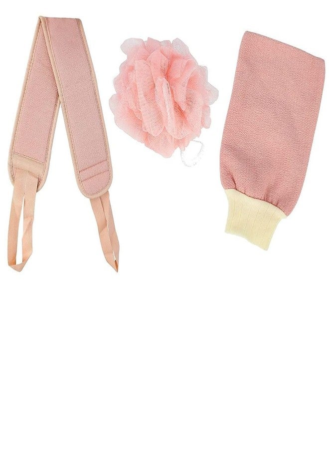 XIBO 3 In 1 Body Cleaning Sponge Set Exfoliating Glove for Body Exfoliation,Bath Scrub Loofah Sponge,Exfoliating Back Brush Washer for Deep Clean,Bath Shower Scrubber for Women. - Image 1
