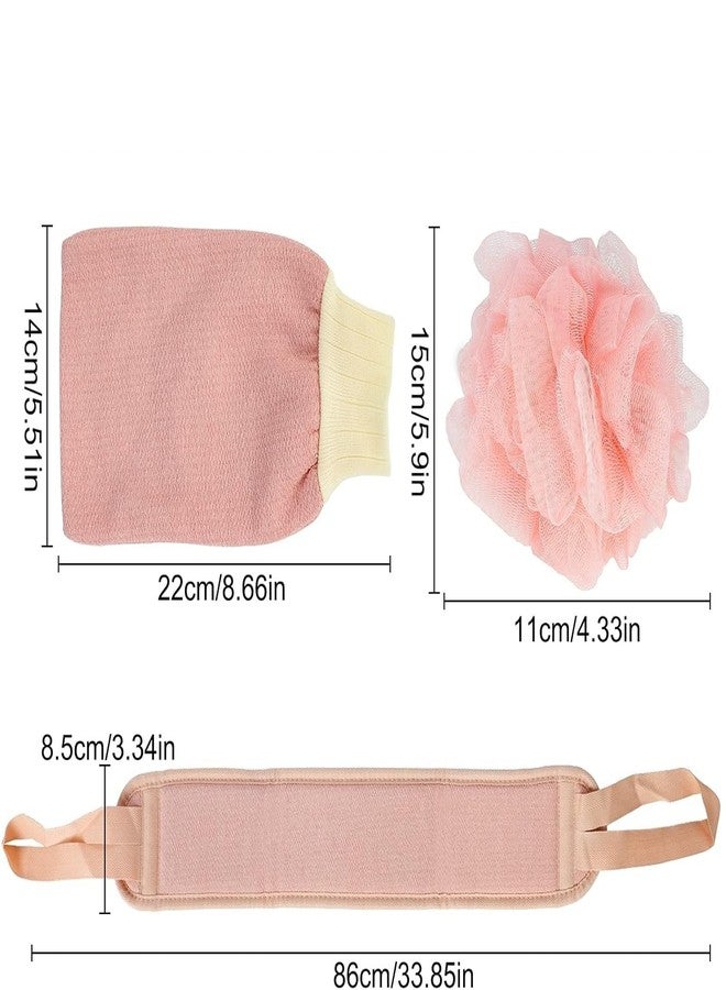 XIBO 3 In 1 Body Cleaning Sponge Set Exfoliating Glove for Body Exfoliation,Bath Scrub Loofah Sponge,Exfoliating Back Brush Washer for Deep Clean,Bath Shower Scrubber for Women. - Image 2