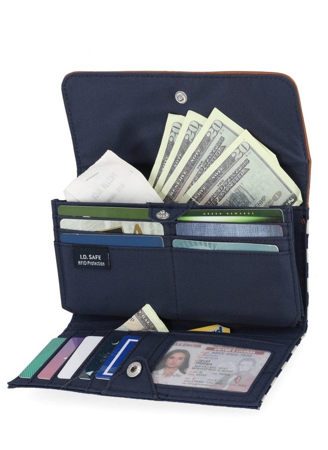 NAUTICA Womens The Perfect Carry All Money Manager Wallet Oraganizer With Rfid Blocking Wallet Indigo Bone Sand One Size Us  - Image 2