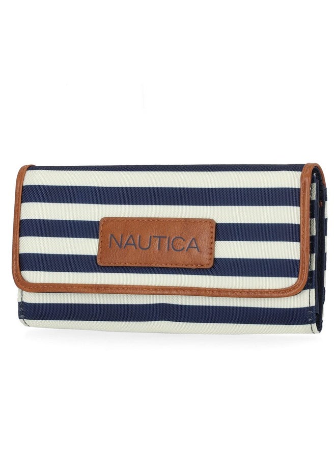 NAUTICA Womens The Perfect Carry All Money Manager Wallet Oraganizer With Rfid Blocking Wallet Indigo Bone Sand One Size Us  - Image 1