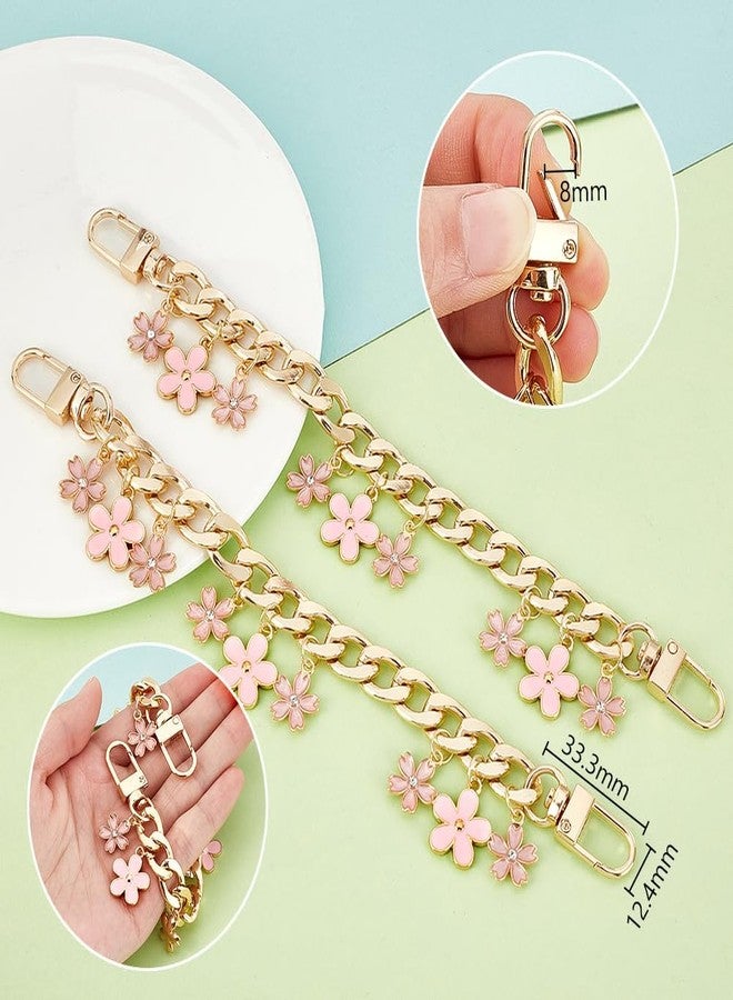 Pmeixcy 2Pcs 7.9'' (20cm) Purse Chain Strap - Golden Flower Charm Enamel Bag Chain Extender, Decorative Handbag Chain for Crossbody Shoulder Bag Wallet Accessory - Image 3