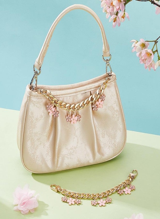 Pmeixcy 2Pcs 7.9'' (20cm) Purse Chain Strap - Golden Flower Charm Enamel Bag Chain Extender, Decorative Handbag Chain for Crossbody Shoulder Bag Wallet Accessory - Image 4