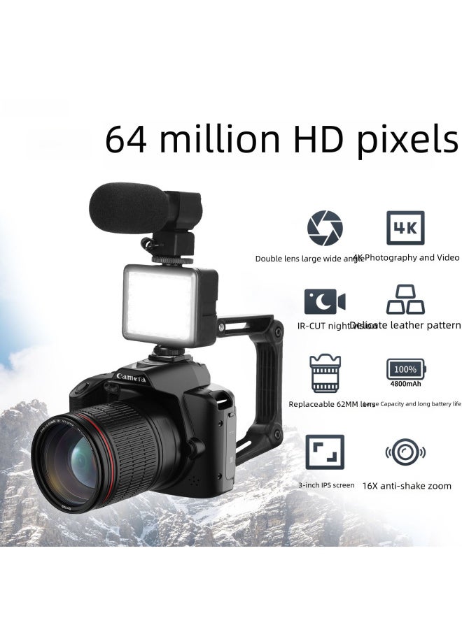 Generic 4k High Definition 6400 Million Pixel Wifi Digital Camera Night Vision Dual Lens Mirrorless Photography Dv Cross-border-Body Color:D5 Standard  - Image 1