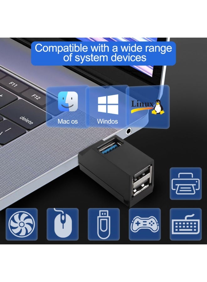 شابية مجموعة Mini USB Hub من USB-A إلى USB-A وUSB-C إلى USB-A – محولات USB 3.0 و2.0 صغيرة الحجم بثلاثة منافذ لنقل البيانات والتوسع بسرعة عالية، مناسبة لأجهزة الكمبيوتر المحمولة وأجهزة الكمبيوتر الشخصية ومحركات أقراص فلاش USB ومحركات الأقراص الصلبة الخارجية ولوحات المفاتيح وما إلى ذلك. - Image 5