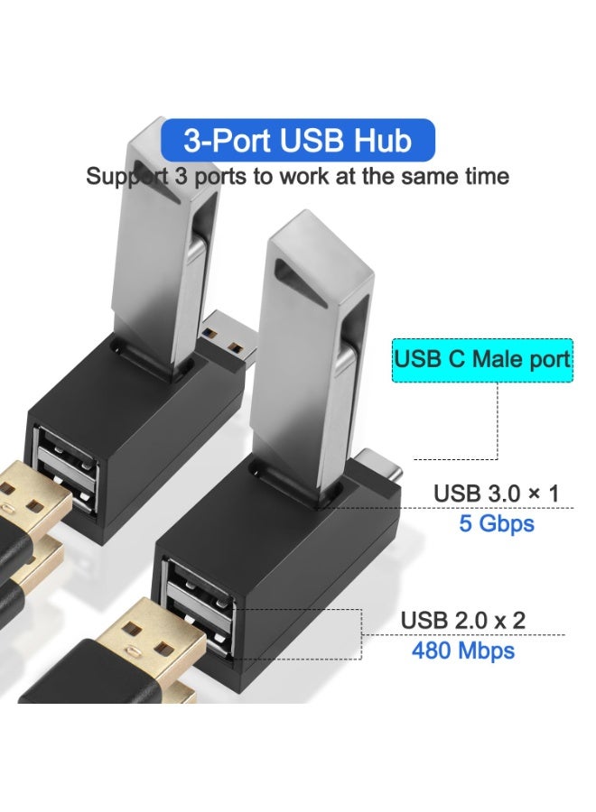 شابية مجموعة Mini USB Hub من USB-A إلى USB-A وUSB-C إلى USB-A – محولات USB 3.0 و2.0 صغيرة الحجم بثلاثة منافذ لنقل البيانات والتوسع بسرعة عالية، مناسبة لأجهزة الكمبيوتر المحمولة وأجهزة الكمبيوتر الشخصية ومحركات أقراص فلاش USB ومحركات الأقراص الصلبة الخارجية ولوحات المفاتيح وما إلى ذلك. - Image 2