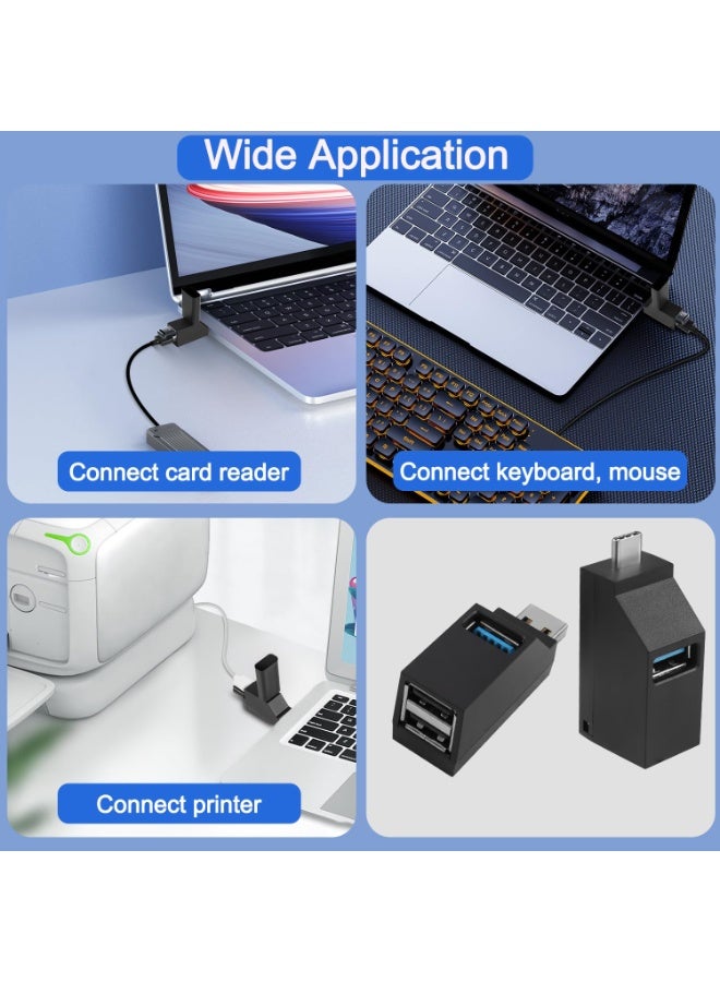 شابية مجموعة Mini USB Hub من USB-A إلى USB-A وUSB-C إلى USB-A – محولات USB 3.0 و2.0 صغيرة الحجم بثلاثة منافذ لنقل البيانات والتوسع بسرعة عالية، مناسبة لأجهزة الكمبيوتر المحمولة وأجهزة الكمبيوتر الشخصية ومحركات أقراص فلاش USB ومحركات الأقراص الصلبة الخارجية ولوحات المفاتيح وما إلى ذلك. - Image 4