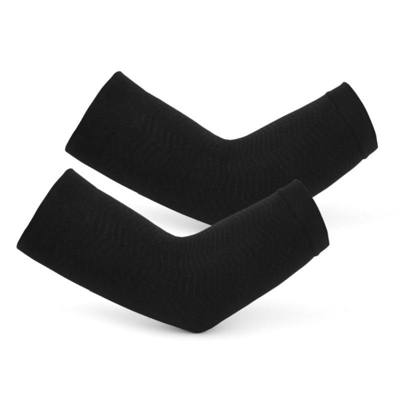 Elbow Support: Black Chinlon Sleeve - High Stretchy Breathable Fabric With Fast Pain Relief Flexible Joint Protection for Sports Daily Wear - Image 1
