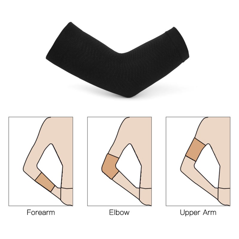 Elbow Support: Black Chinlon Sleeve - High Stretchy Breathable Fabric With Fast Pain Relief Flexible Joint Protection for Sports Daily Wear - Image 4