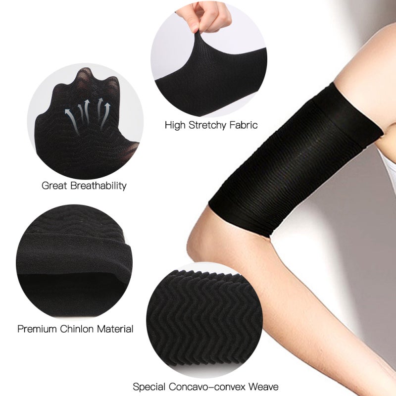 Elbow Support: Black Chinlon Sleeve - High Stretchy Breathable Fabric With Fast Pain Relief Flexible Joint Protection for Sports Daily Wear - Image 5