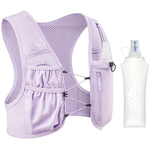 Zelvot Running Vest for Women Men, USA Original Patent, Adjustable Chest Straps Running Hydration Vest with 500ml Soft Flask, Lightweight Reflective Hydration Backpack for Marathon (Purple, XS/S) - Image 1