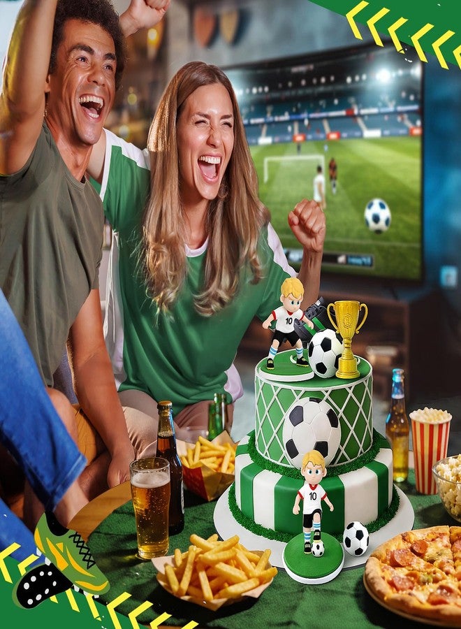 زينة كعكة على شكل كرة قدم، زينة كعكة على شكل لاعب كرة قدم مع زينة كعكة على شكل كأس كرة قدم لحفلات أعياد الميلاد ذات طابع كرة القدم، لوازم زينة الحفلات الرياضية - Image 4